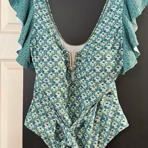 Chic Soul teal print swimsuit